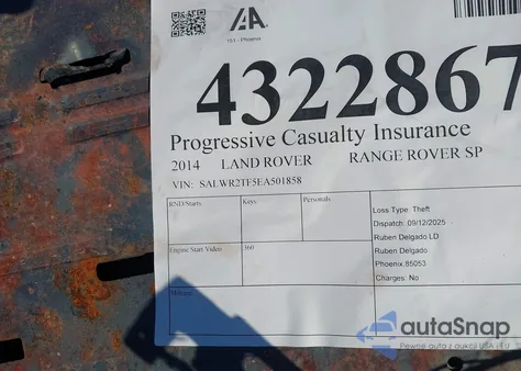 2014 Land Rover Range Rover Sport 5.0L V8 Supercharged из США, поврежденный, VIN SALWR2TF5EA501858